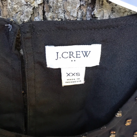 J. Crew Black Sleeveless Tank Blouse Gold Textured Dots Round Hem Lined XXS - Picture 5 of 12